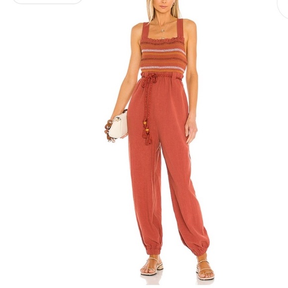 🆕Free People Smocked Jumpsuit in Sumac Colour - Picture 7 of 12